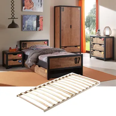 Tchad - Chambre Complète 90x200cm Et Sommier + Armoire 2p Tchad - Chambre Complète 90x200cm Et Sommier + Armoire 2p