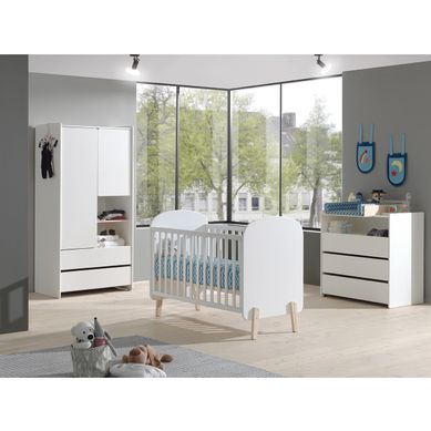 Bodhi White - Lit Bébé 60x120cm + Pack Commode + Armoire 2p Bodhi White - Lit Bébé 60x120cm + Pack Commode + Armoire 2p