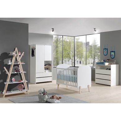 Bodhi White - Lit Bébé 60x120cm + Pack Commode + Armoire 2p + Etagère Bodhi White - Lit Bébé 60x120cm + Pack Commode + Armoire 2p + Etagère