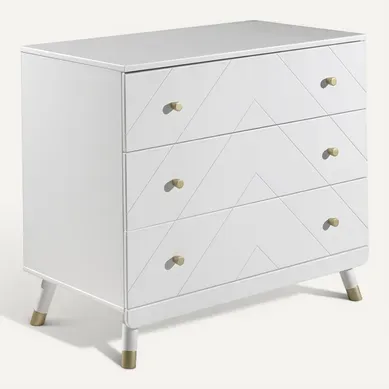 Tiny White - Commode 3 Tiroirs Motif Graphique Tiny White - Commode 3 Tiroirs Motif Graphique