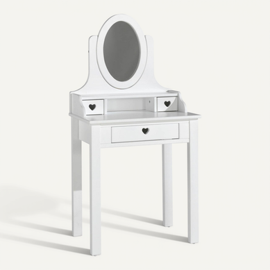 Milady - Coiffeuse 3 Tiroirs Blanche Avec Miroir Inclinable