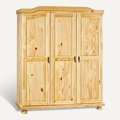Oliver - Armoire 3 Portes + Penderie Bois Massif Naturel