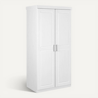 Alaska - Armoire 2 Portes + Penderie Bois Massif Vernis Blanc