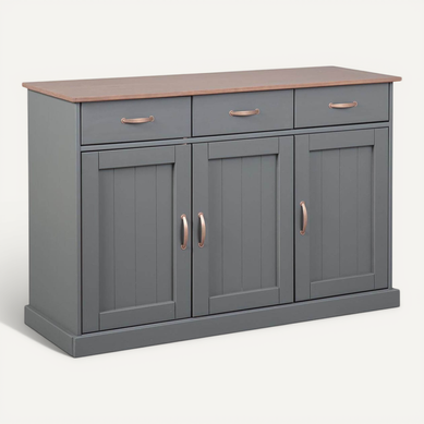 Melina - Buffet 3 Portes 3 Tiroirs Coloris Gris