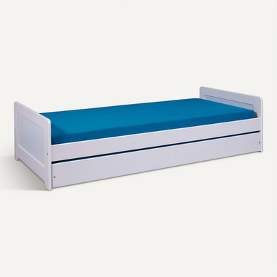 Sally - Lit Gigogne 90x200 En Bois Massif Vernis Blanc Sally - Lit Gigogne 90x200 En Bois Massif Vernis Blanc