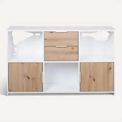Ophely - Meuble Multi-rangement Blanc Et Effet Bois