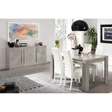 Clark - Ensemble Séjour Effet Marbre Table 190cm + Buffet 3 Portes Clark - Ensemble Séjour Effet Marbre Table 190cm + Buffet 3 Portes