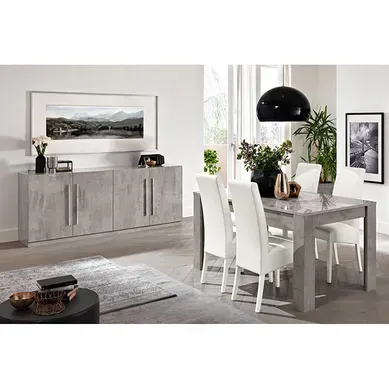Clark - Ensemble Séjour Effet Marbre Table 190cm + Buffet 4 Portes Clark - Ensemble Séjour Effet Marbre Table 190cm + Buffet 4 Portes