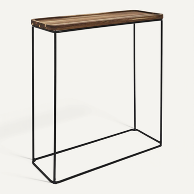 Livio - Console En Métal Filaire Et Plateau En Acacia Livio - Console En Métal Filaire Et Plateau En Acacia