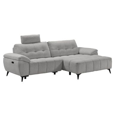 Villalba - Canapé Relax Méridienne Droite Têtières Réglables Tissu Bubble Gris Foncé Villalba - Canapé Relax Méridienne Droite Têtières Réglables Tissu Bubble Gris Foncé
