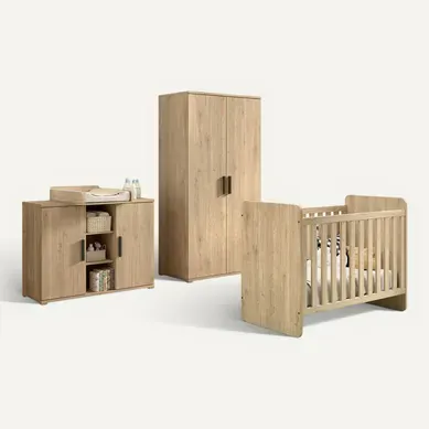 Marco - Chambre Bébé Lit 60x120cm + Meuble à Langer + Armoire 2p Aspect Chêne Clair Marco - Chambre Bébé Lit 60x120cm + Meuble à Langer + Armoire 2p Aspect Chêne Clair