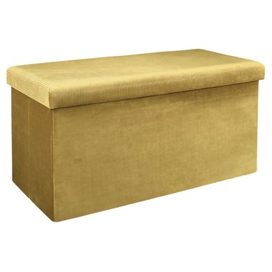 Banc Coffre Pliable En Velours Côtelé Jaune Moutarde - Neira Banc Coffre Pliable En Velours Côtelé Jaune Moutarde - Neira