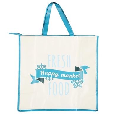 Sac De Courses Isotherme Blanc (45l) Avec Fermeture Zippée Et Message "fresh Good" - Frisca