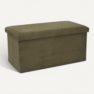 Banc Coffre Pliable Côtelé Vert 76x38 Cm - Amory