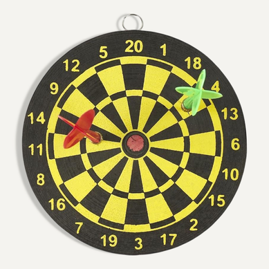 Jeu De Mini Fléchettes Recto/verso Jaune Et Noir Avec 2 Fléchettes