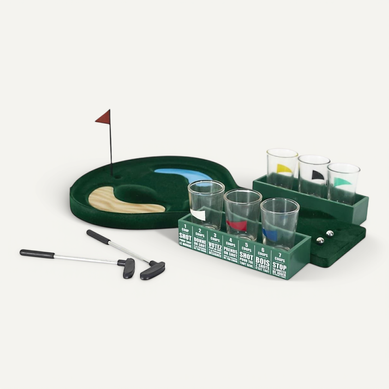 Jeu à Boire Mini Golf Avec Parcours + 2 Balles + 2 Mini Clubs Métal Et 6 Verres à Shot