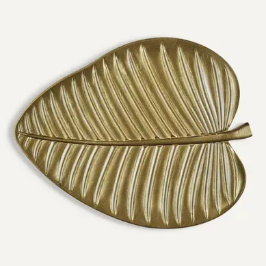 Vide-poche En Bois Feuille Dorée 30,4cm