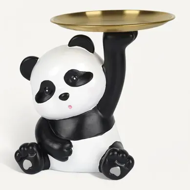 Vide-poche Panda Kawaii Blanc Et Noir Plateau En L'air