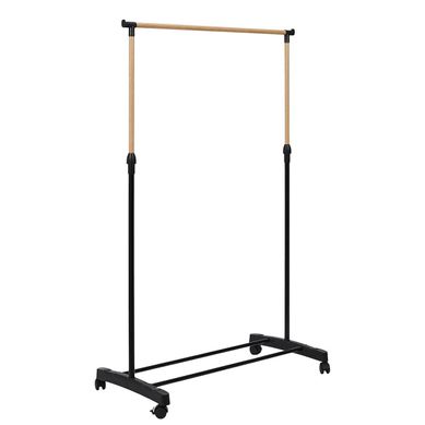 Portant Hauteur Ajustable Sur Roulettes Noir Et Effet Bois Portant Hauteur Ajustable Sur Roulettes Noir Et Effet Bois