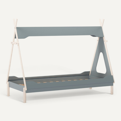 Lit Tipi 90x190 En Mdf Et Pin Massif Laqué Vert Pétrole Et Ciré Naturel - Nolian Lit Tipi 90x190 En Mdf Et Pin Massif Laqué Vert Pétrole Et Ciré Naturel - Nolian