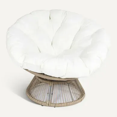 Fauteuil Lounge Pivotant Avec Assise Coussin Capitonné Blanc - Rivia Fauteuil Lounge Pivotant Avec Assise Coussin Capitonné Blanc - Rivia