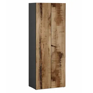 Rangement Armoire 2 Portes Noir Graphite Et Aspect Bois Antique - Synergie Rangement Armoire 2 Portes Noir Graphite Et Aspect Bois Antique - Synergie