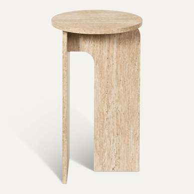 Table D'appoint D.30cm Plateau Et Piétements En Mdf Aspect Travertin - Vertina Table D'appoint D.30cm Plateau Et Piétements En Mdf Aspect Travertin - Vertina