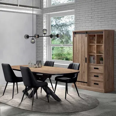 Cedra - Ensemble Industriel Argentier + Table Ovale 200cm Cedra - Ensemble Industriel Argentier + Table Ovale 200cm