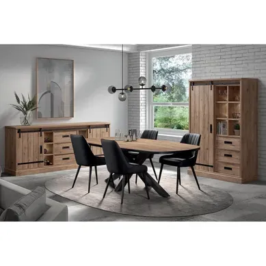 Cedra - Ensemble Séjour Industriel Complet Avec Table Ovale 200cm Cedra - Ensemble Séjour Industriel Complet Avec Table Ovale 200cm