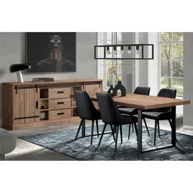 Cedra - Ensemble Industriel Buffet + Table 170cm Piètement U Cedra - Ensemble Industriel Buffet + Table 170cm Piètement U