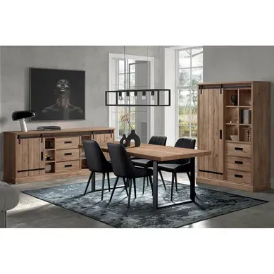 Cedra - Ensemble Séjour Industriel Complet Avec Table 170cm Piètement U Cedra - Ensemble Séjour Industriel Complet Avec Table 170cm Piètement U