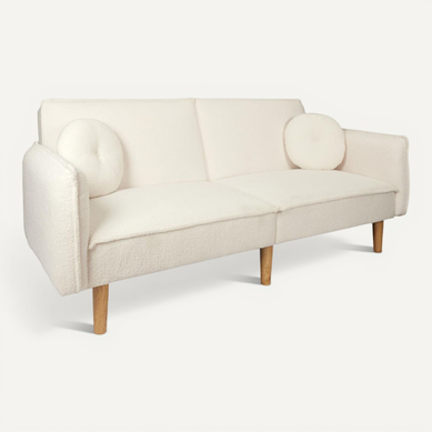 Flip - Canapé Convertible Bois D'eucalyptus Tissu Blanc Flip - Canapé Convertible Bois D'eucalyptus Tissu Blanc