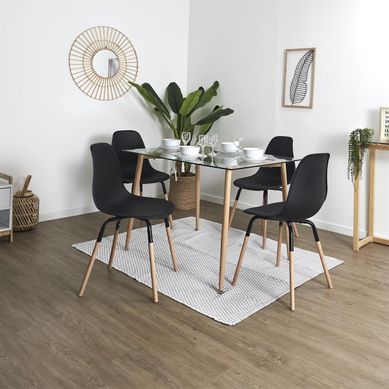 Verana - Ensemble Table En Verre + 4 Chaises Pp Noir Verana - Ensemble Table En Verre + 4 Chaises Pp Noir