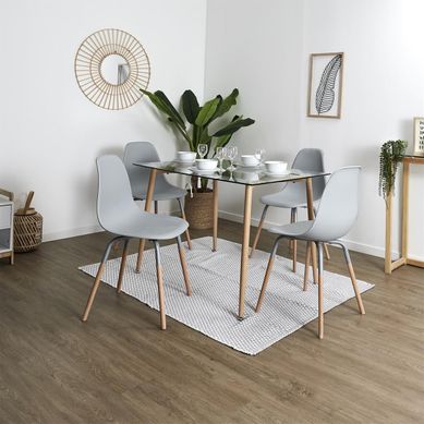 Verana - Ensemble Table En Verre + 4 Chaises Pp Gris Verana - Ensemble Table En Verre + 4 Chaises Pp Gris