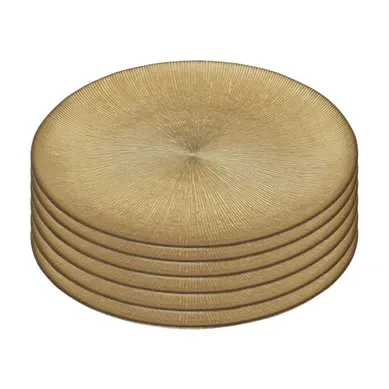Lot De 6 Assiettes En Verre Doré D.27cm - Falon