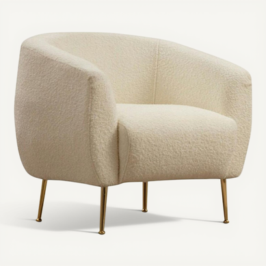 Fauteuil Rond écru - Pieds Dorés Lucca Fauteuil Rond écru - Pieds Dorés Lucca