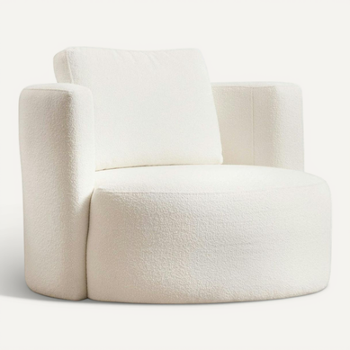 Fauteuil Rond Blanc Crème - Tissu Bouclette Lucca Fauteuil Rond Blanc Crème - Tissu Bouclette Lucca