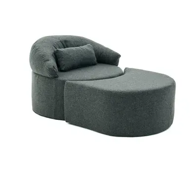 Fauteuil Méridienne Anthracite, Pouf Demi-lune Patna
