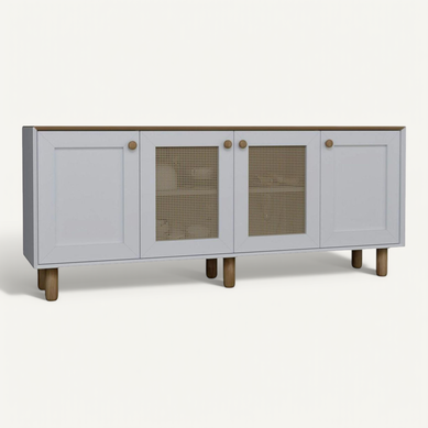 Buffet Salle à Manger Blanc, Cannage Et Effet Noyer Varen Buffet Salle à Manger Blanc, Cannage Et Effet Noyer Varen