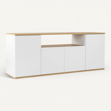 Buffet Salle à Manger Blanc et Effet Bois, Niche Centrale Marfa Buffet Salle à Manger Blanc et Effet Bois, Niche Centrale Marfa