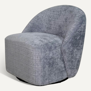 Fauteuil Pivotant Gris Bleu Dossier Rond Tissu Texturé Iena Fauteuil Pivotant Gris Bleu Dossier Rond Tissu Texturé Iena