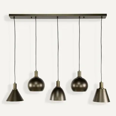 Suspension Îlot Cuisine 5 Abat-jour Métal Brun Tribeca Suspension Îlot Cuisine 5 Abat-jour Métal Brun Tribeca