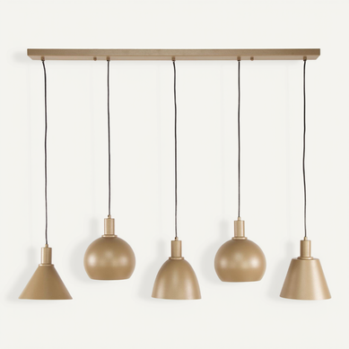 Suspension Îlot Cuisine 5 Abat-jour Métal Beige Tribeca Suspension Îlot Cuisine 5 Abat-jour Métal Beige Tribeca