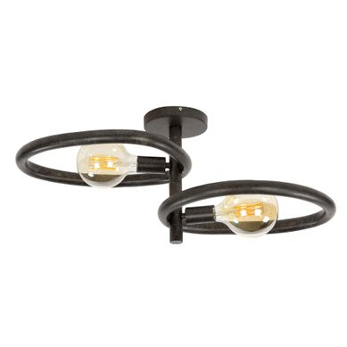 Plafonnier Métal Noir 2 Ampoules, Forme Galet Tribeca