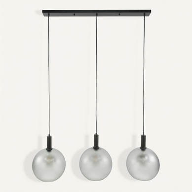 Suspension De Table En Verre Sablé Gris, 3 Abat-jour Ralf Suspension De Table En Verre Sablé Gris, 3 Abat-jour Ralf