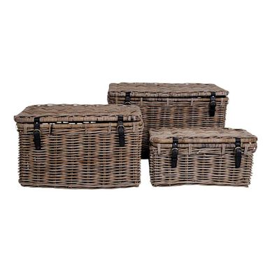 Malle De Rangement En Rotin Avec Attaches (lot De 3) Many Malle De Rangement En Rotin Avec Attaches (lot De 3) Many