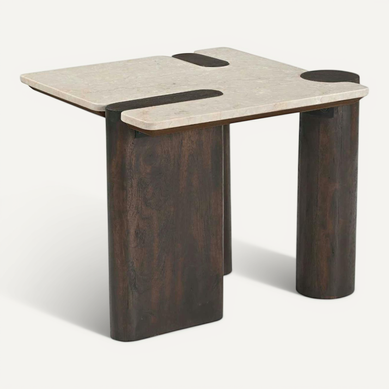Table D'appoint Marbre Et Bois Style Puzzle Duomo Table D'appoint Marbre Et Bois Style Puzzle Duomo