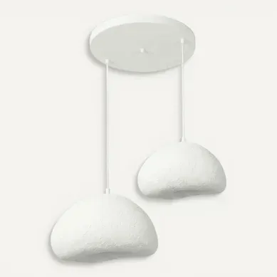 Suspension Blanche Design 2 Abat-jour Organiques 89 Cm Noxis Suspension Blanche Design 2 Abat-jour Organiques 89 Cm Noxis