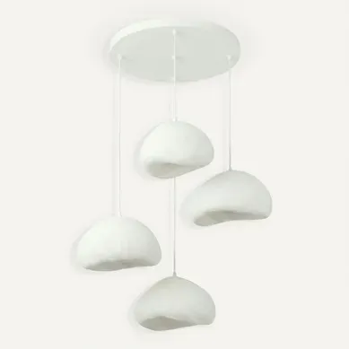 Suspension Blanche Design Organique 4 Abat-jour Noxis Suspension Blanche Design Organique 4 Abat-jour Noxis
