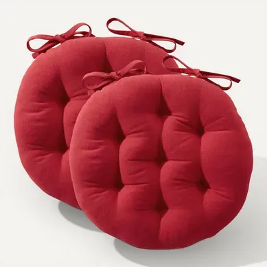 Lot de 2 Galettes Rondes Rouge Griotte En Coton Lot de 2 Galettes Rondes Rouge Griotte En Coton